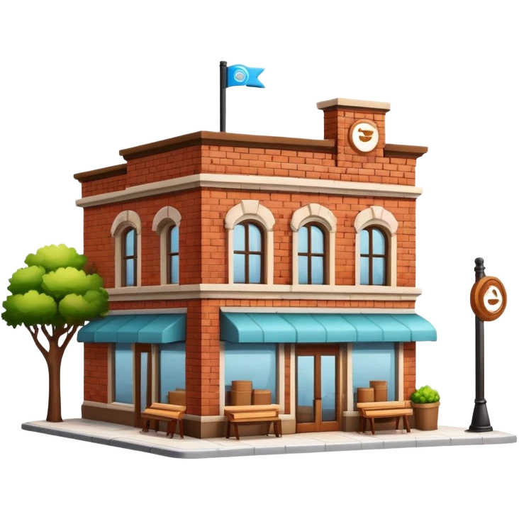 generate realistic detailed coffee shop building in 3d style emoji