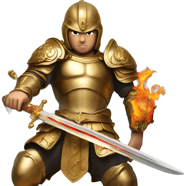 St Michael, with a flaming sword, ready for battle emoji
