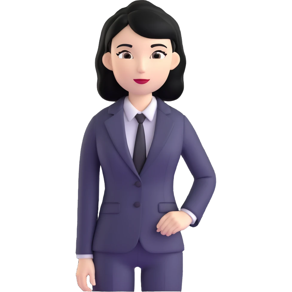 white woman with black hair in a suit emoji