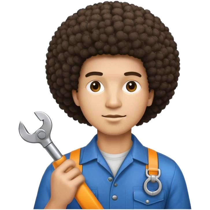 Engineer with a spanner with afro emoji