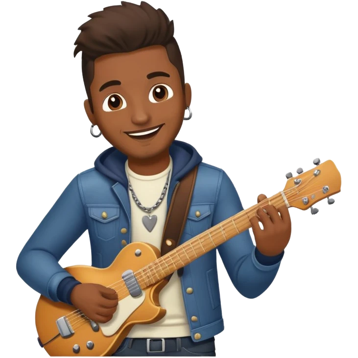 Happy Rock Pop Music Male Musician in his 30s dressed with trendy style emoji