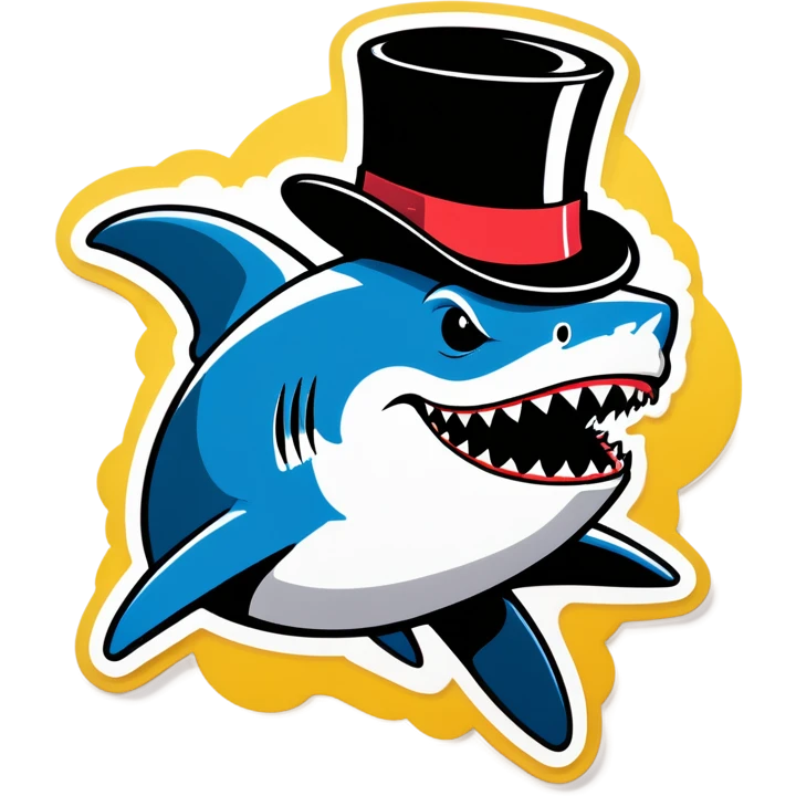 Shark with a top hat emoji