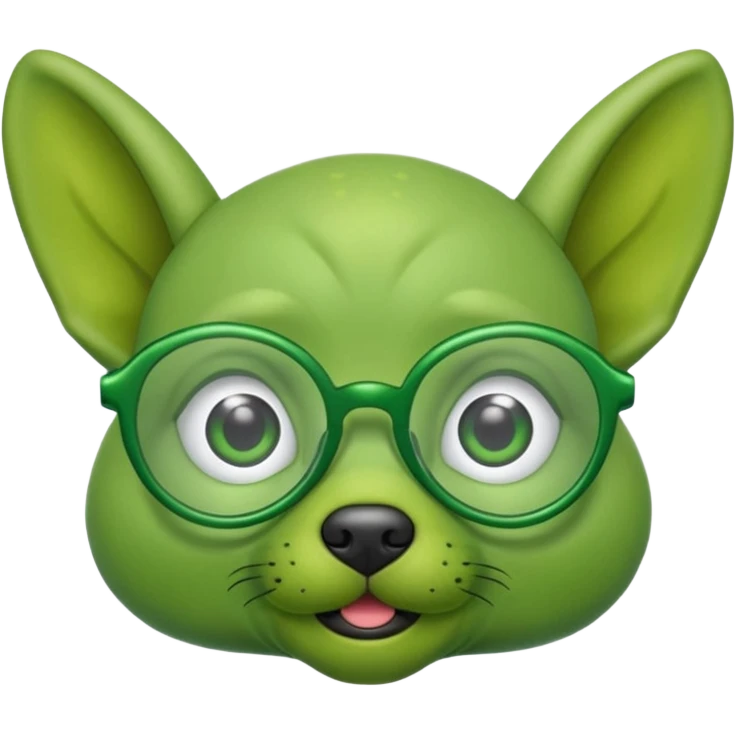 green alien dog with folded ears, wearing glassess emoji