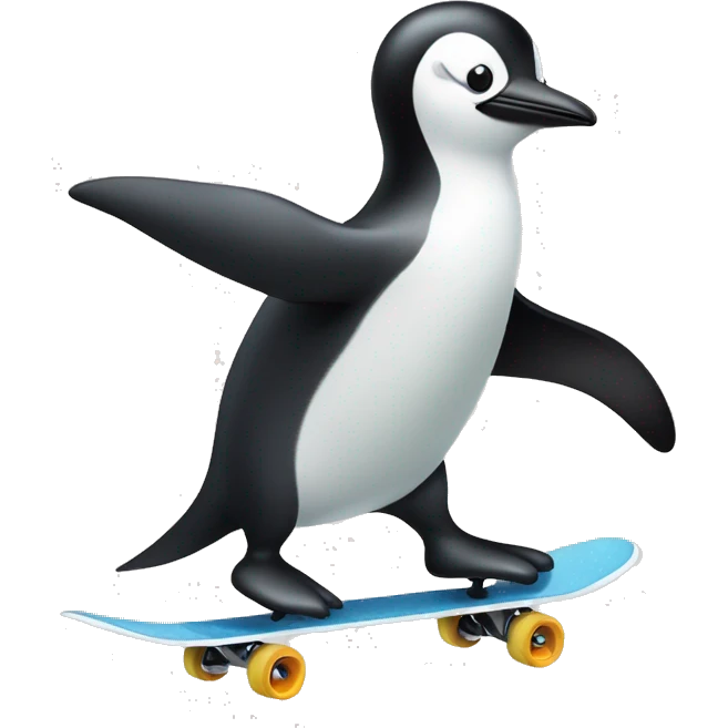 Pingüino en una patineta  emoji