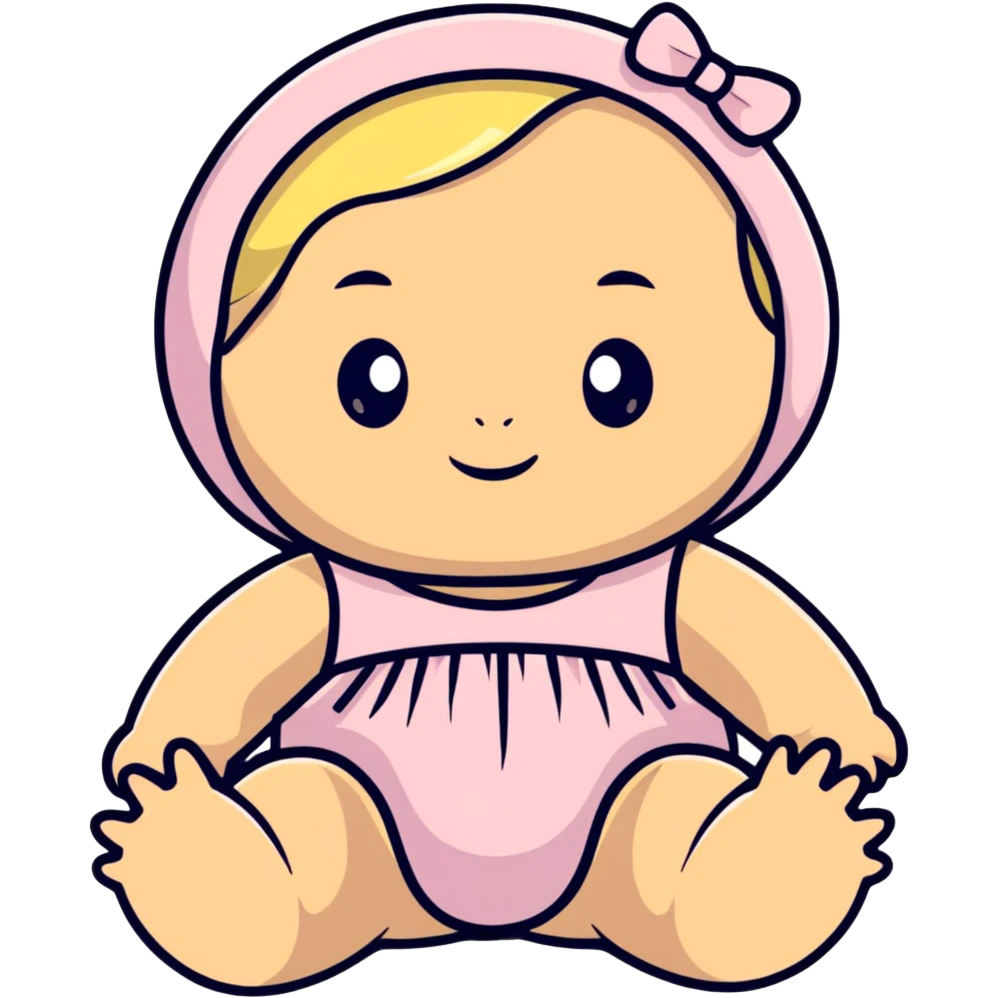 Pastel pink baby doll toy emoji