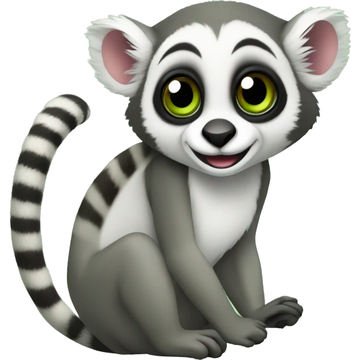 lemur sonriente dentro de circulo verde emoji