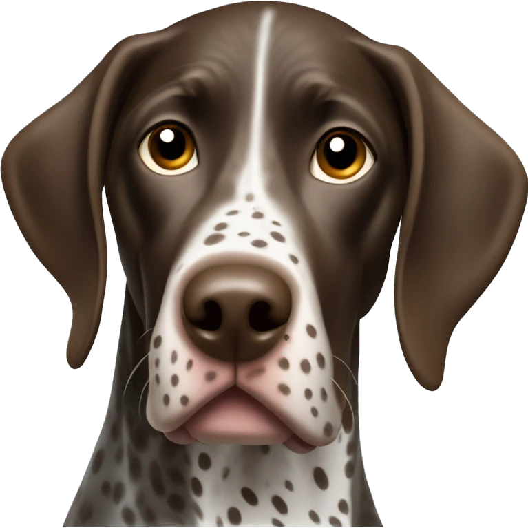 A German shorthaired pointer with a confused face emoji