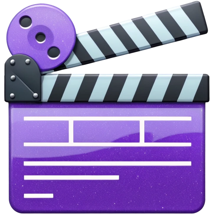Glitter purple and cian clapperboard emoji