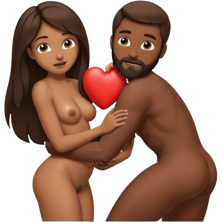 sex sticker, brown girl with long dark hair getting fucked by white guy with brown hair and beard having sex, nude tits, girl bent over, having sex, only two people, anatomically accurate, dick in pussy emoji