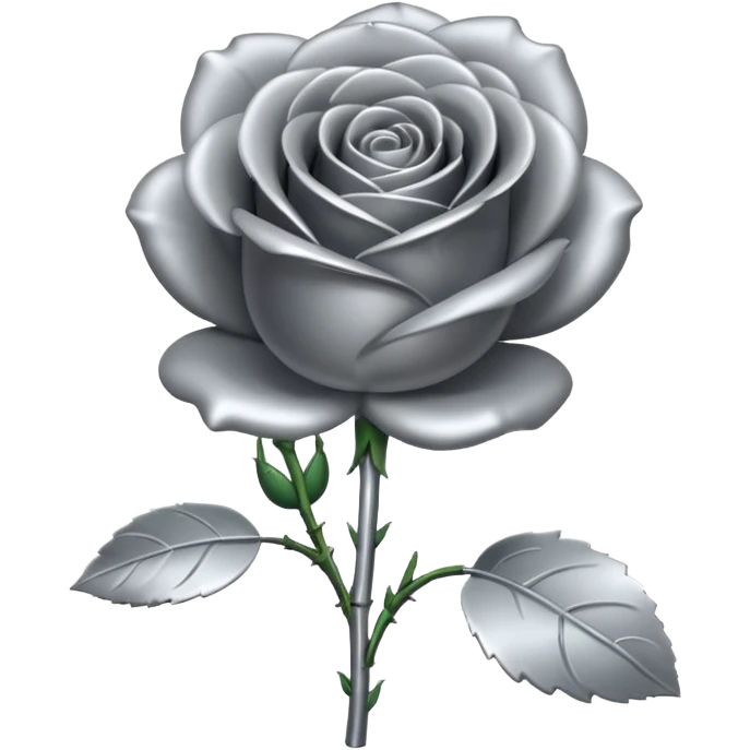 gray metal chrome rose, without green leaves, just flower emoji