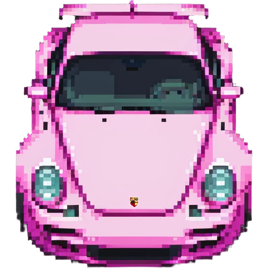 full view of a pink porsche sports car emoji