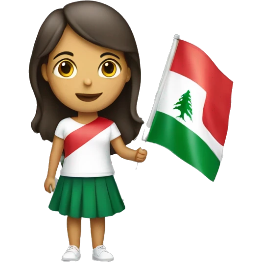 A girl holding the Lebanese flag  emoji