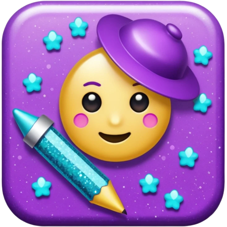 glitter purple and cian pin office emoji