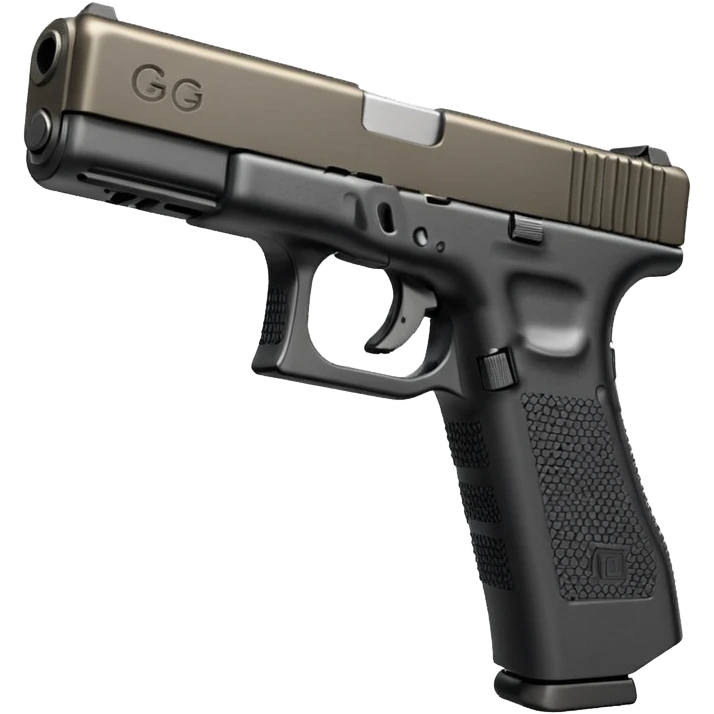 Glock 17 with an extended magazine and a clear legible engraving "N Block 17" emoji