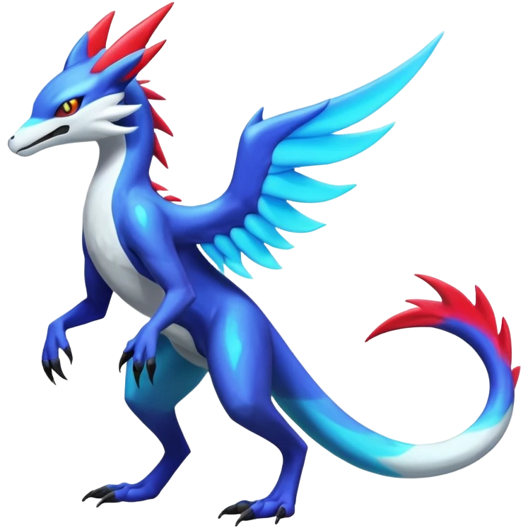Colorful scaly flurry bioluminescent translucent neon edgy cool dark edgy Latias-Sergal-Vernid-Lombax-Renamon-Zeraora-Bastet-Fakémon-hybrid-fusion-creature, full body emoji
