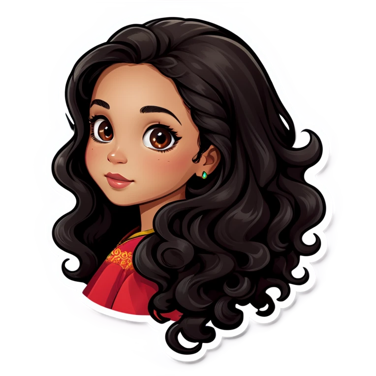 Filipino girl with long black curly hair emoji