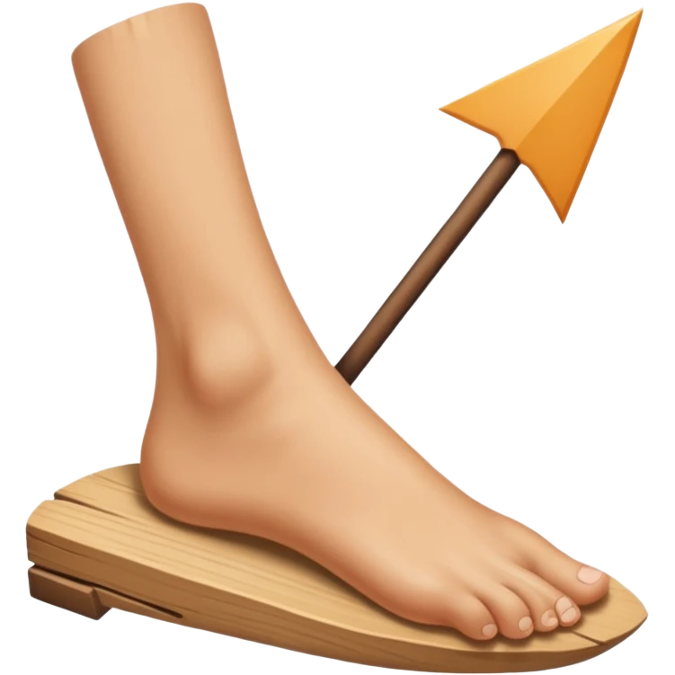 tavolo con freccia verso un piede emoji