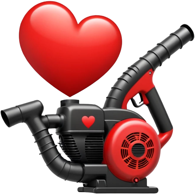 logo that says i heart blowing with a leaf blower emoji