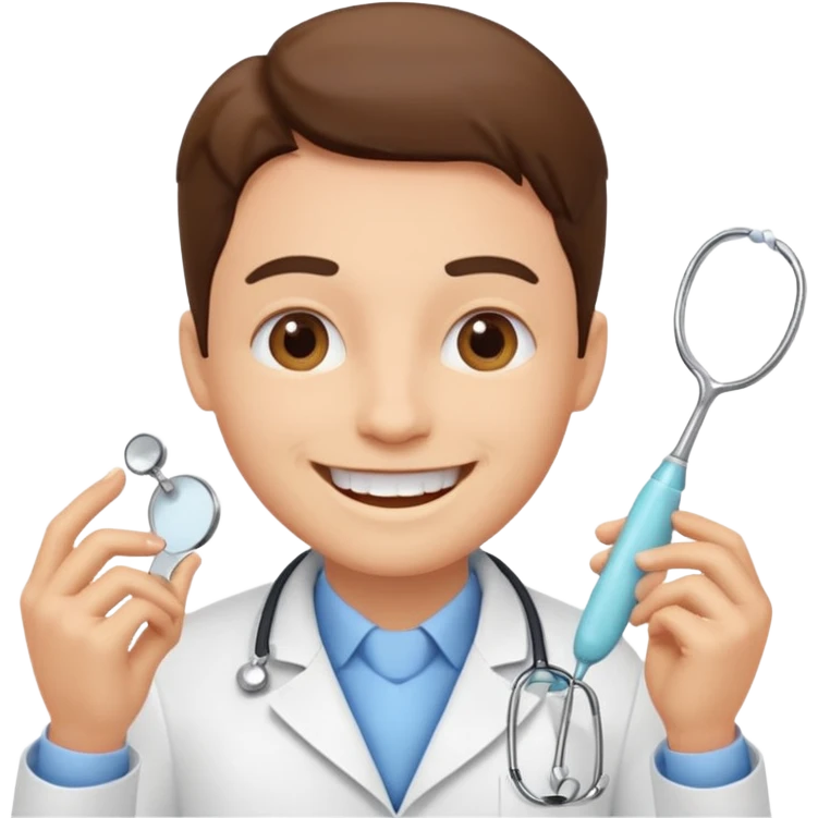 dentist, white coat, cheerful emoji