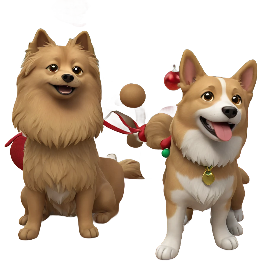 dog in santa hat by tree emoji