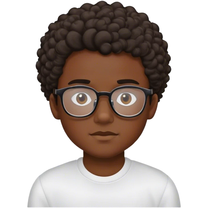 Strong, dark-skinned boy with slightly curly hair and handsome, with rectangular glasses. emoji