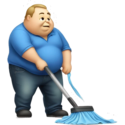 Fat man cleaning emoji