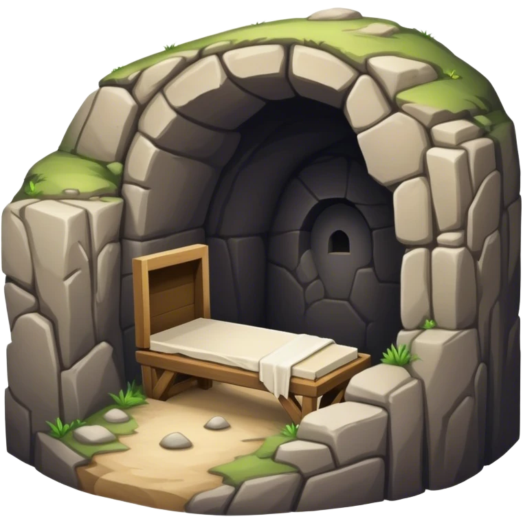 cave tomb with stone rolled, Jesus’ empty tomb  emoji
