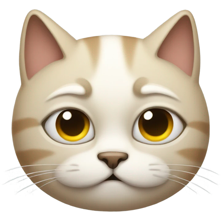 cat with big bags under his eyes and a tired look emoji
