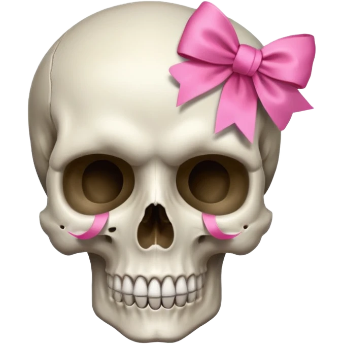 A skull with a small pink ribbon on the side of its head emoji