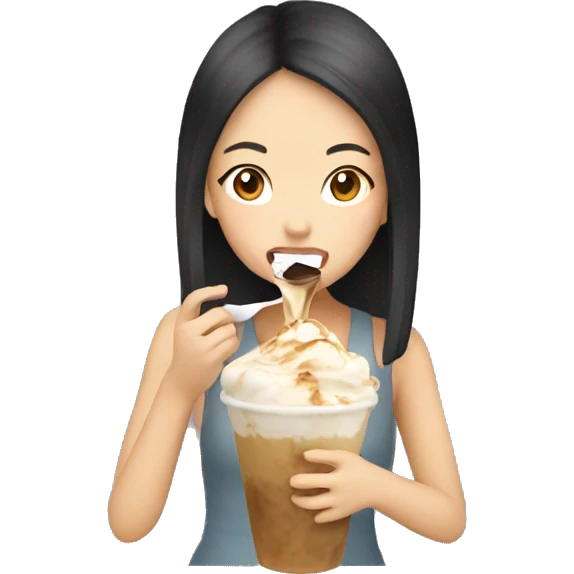asian girl eating affogato emoji
