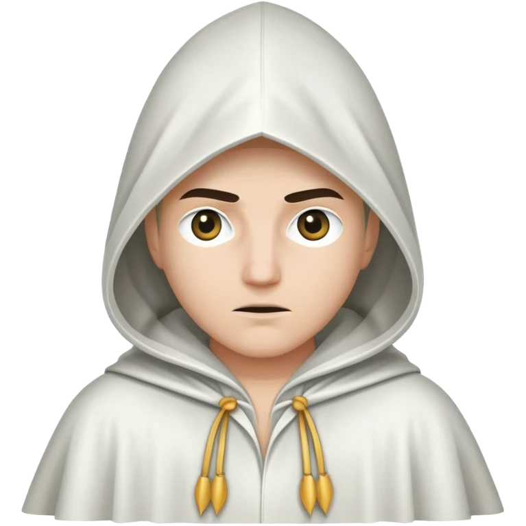 A person wearing a robe and pointed hood resembling a controversial or ceremonial outfit, with only one eye visible through the hooA person wearing a robe and pointed hood resembling a controversial or ceremonial outfit, with only two eyes visible through the hoo emoji