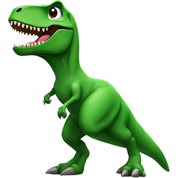 T.rex that is wearing a green shirt and black sunglasses  emoji