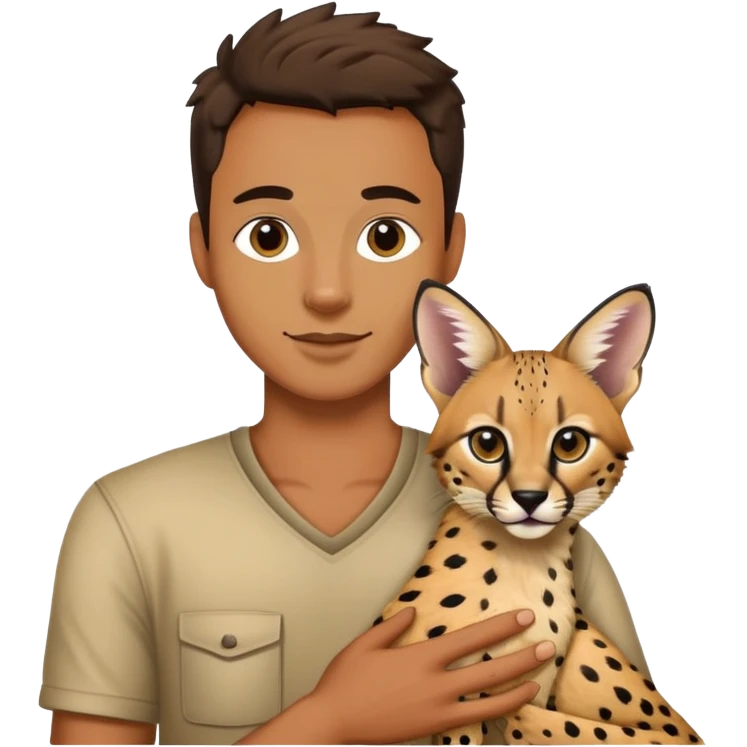 Man holding African serval  emoji