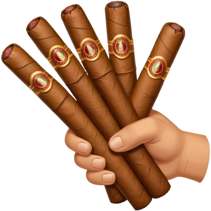 a hand holding lots of cigars emoji