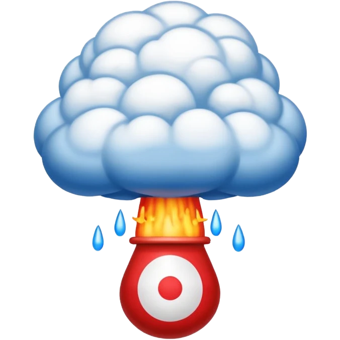 French flag with a cartoon nuclear explosion mushroom cloud directly above it, emoji style emoji