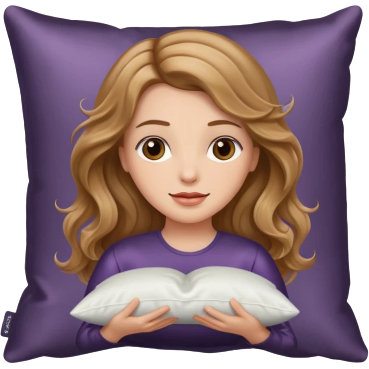 sleeping light brown wavy hair white girl with a silk pillow emoji