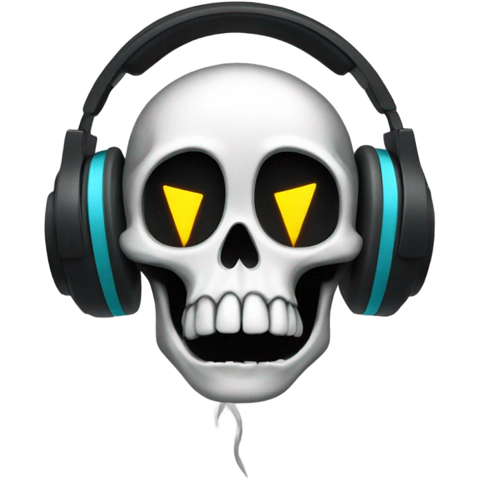 skull with headphones lightning bolt eyes emoji