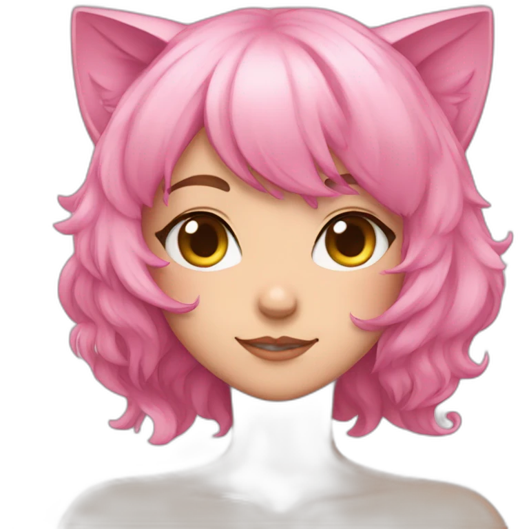 pink haired catgirl hugging you emoji