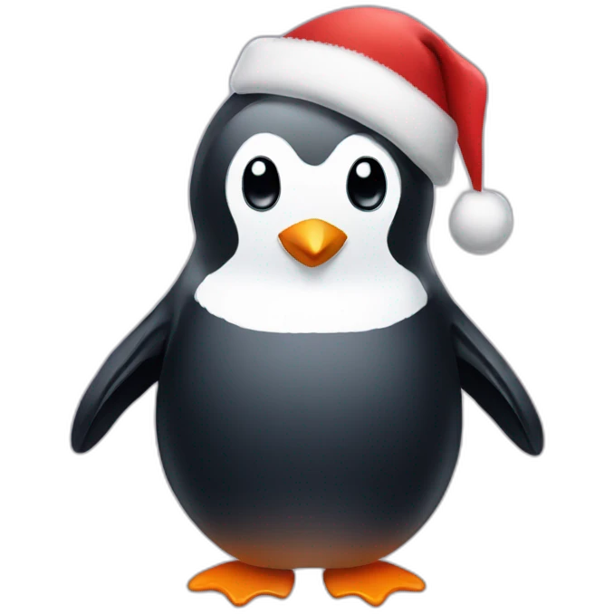 penguin wearing a christmas hat emoji