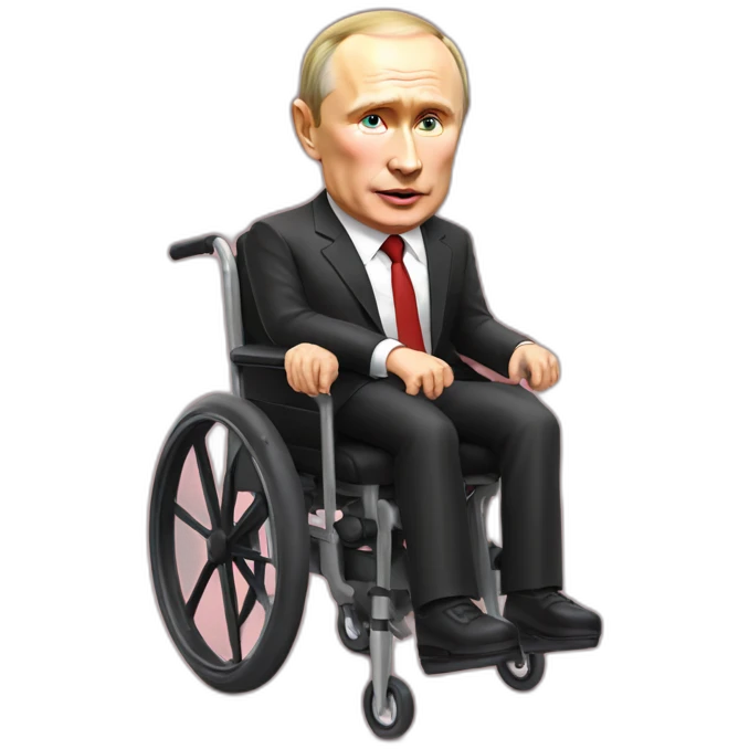 Vladimir putin on tasty meat cube in small wheelchair emoji