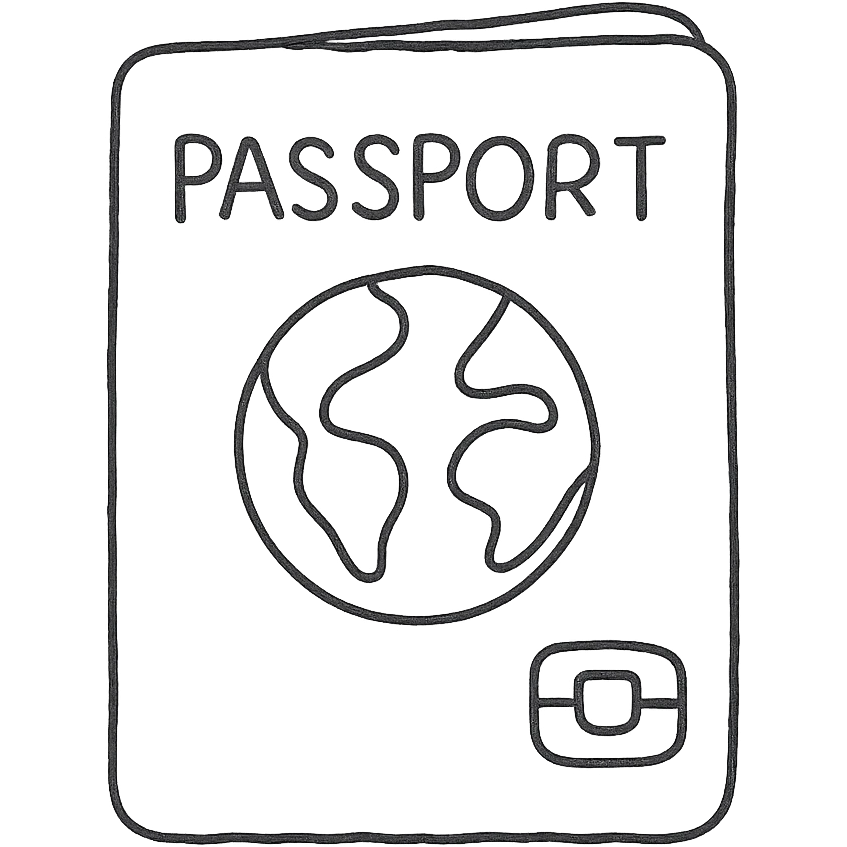 passport with a chip, hand-drawn sketch style emoji