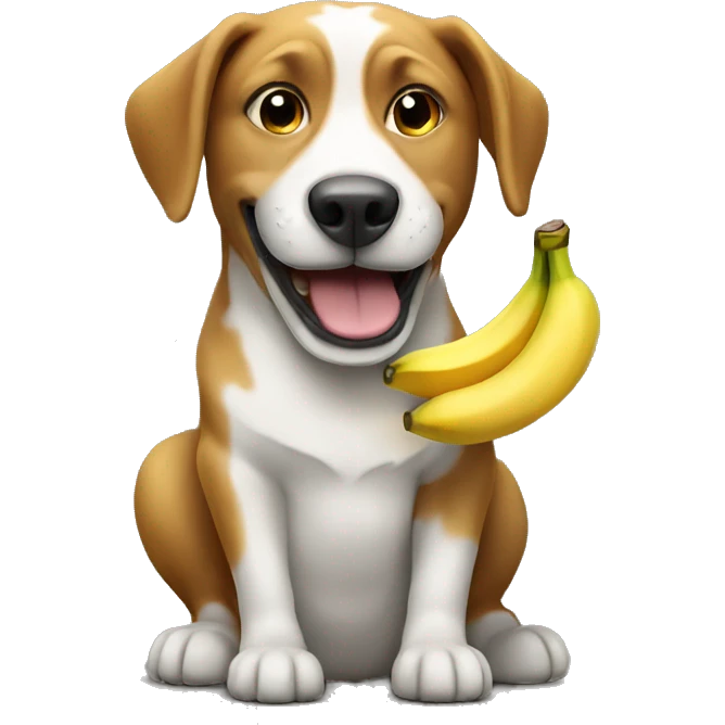 Dog eating a banana emoji