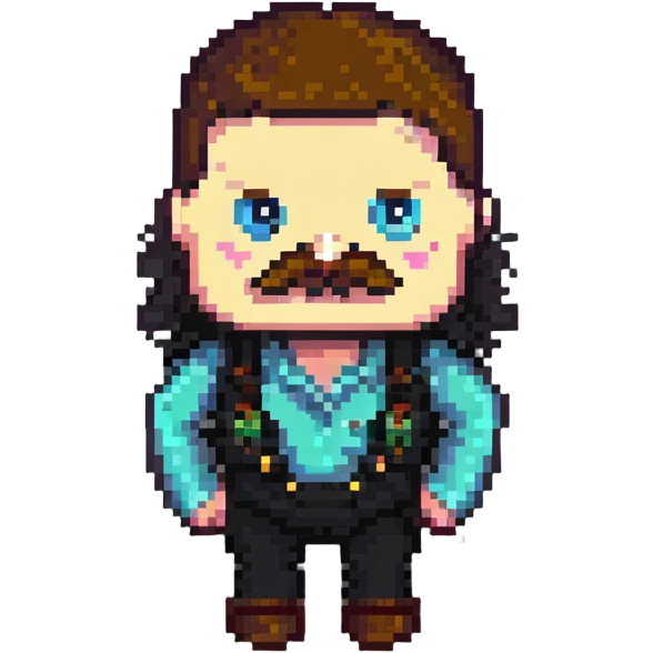 A pixelated angry office manager with a mustache and furrowed brows emoji
