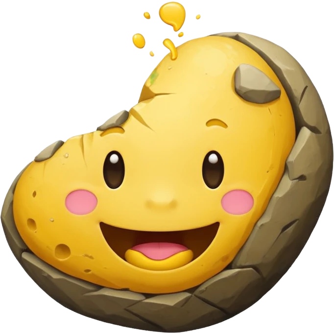 make the yellow emoji face eat a boulder emoji