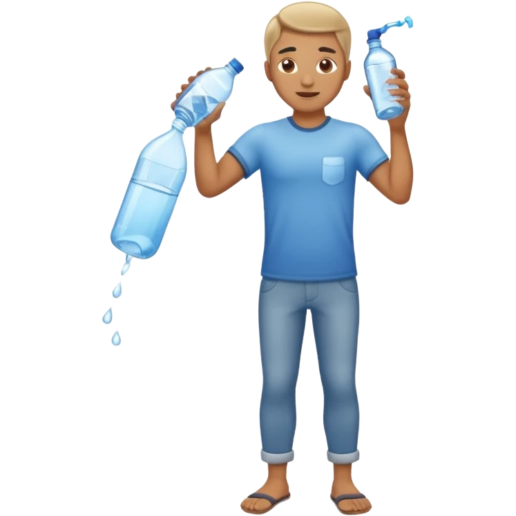 man full body emptying a bottle of water emoji