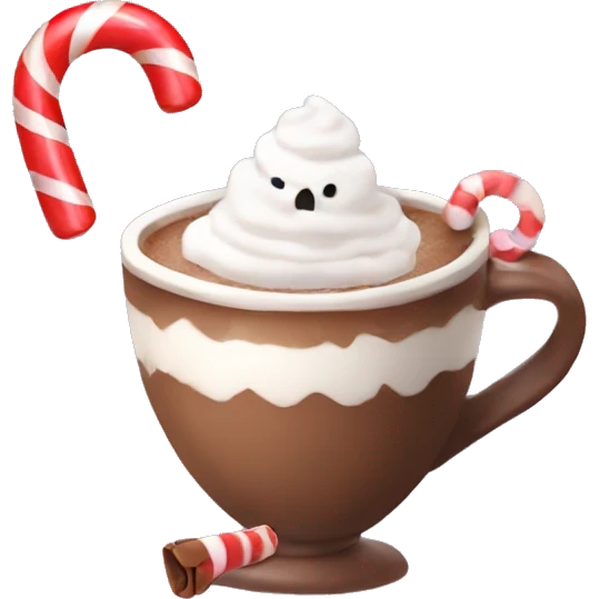 Hot coco with candy cane emoji
