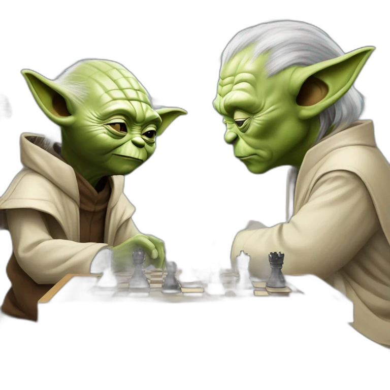 Yoda and Elon Musk play chess emoji