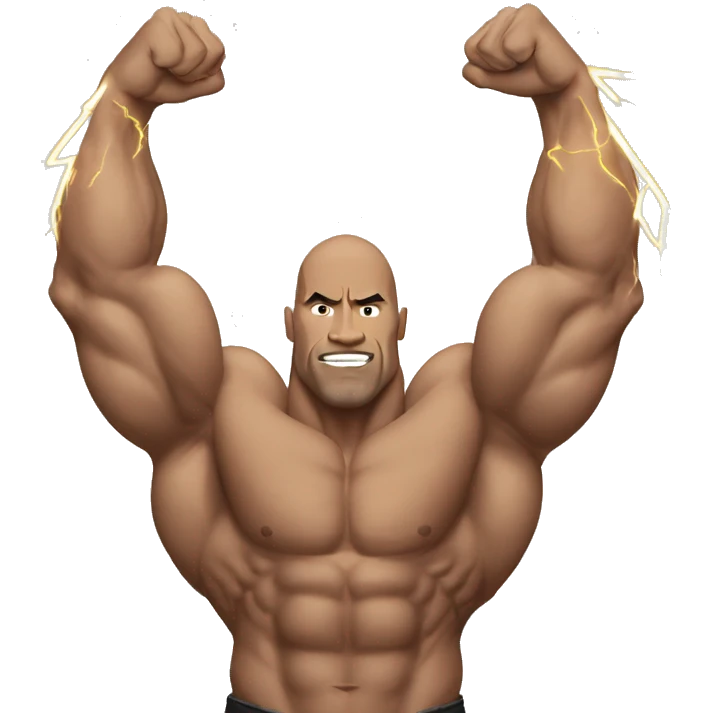 the rock double biceps holding lightning bolts emoji