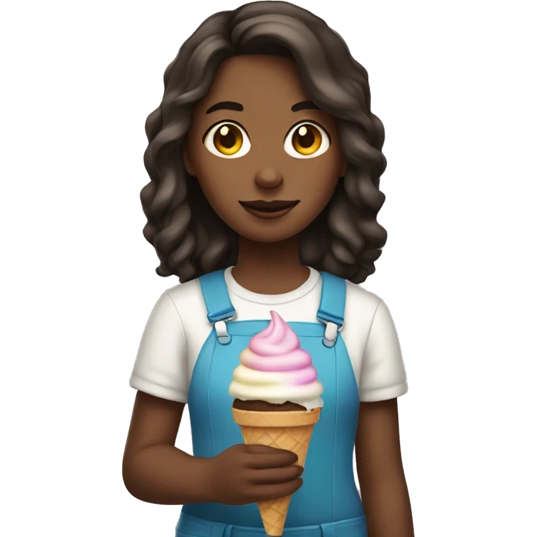 Girl approximately 14 years with dark brown hair and with ice cream in her hand  emoji