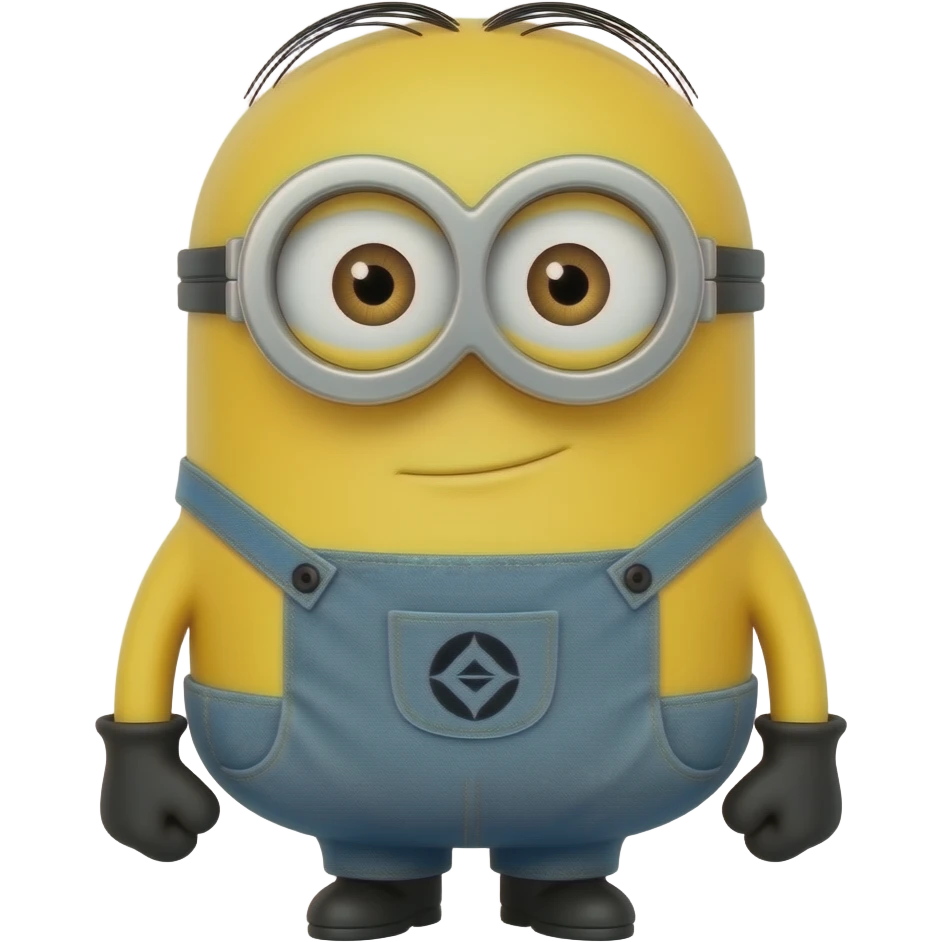 Minions realista com queixo anguloso e rosto humanoide. emoji